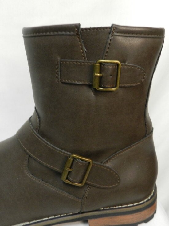 St. John\'s Bay SJB Statham Size 12 NEW brown Faux Leather zip moto boots Ankle main image 15